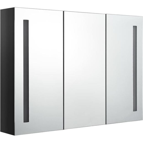 Armoire à glace LED pour salle de bain 89x14x62 cm Noir brillant