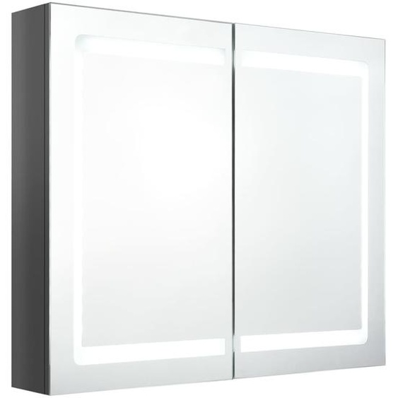 Armoire à glace LED pour salle de bain Gris brillant 80x12x68 cm