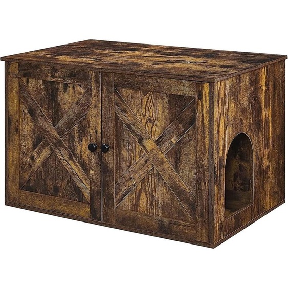 Armoire à litière pour chat, vintage, marron