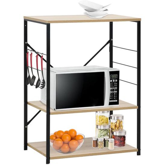 Armoire à micro-ondes noir et chêne 60x39,6x79,5 cm