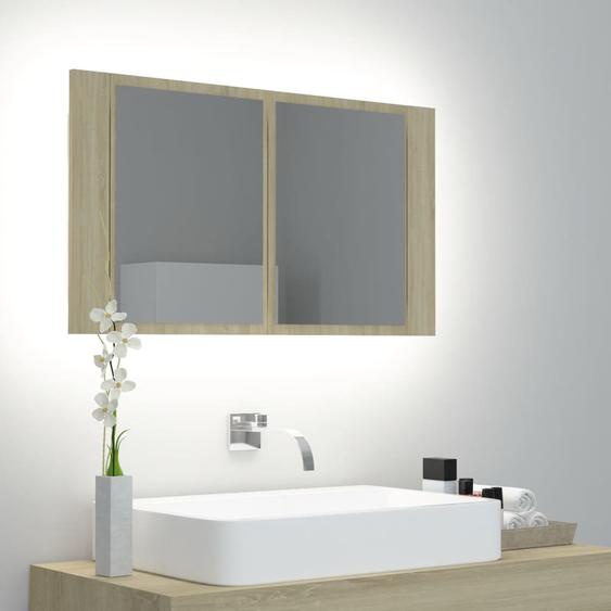 Armoire à miroir à LED de bain Chêne sonoma 80x12x45 Acrylique