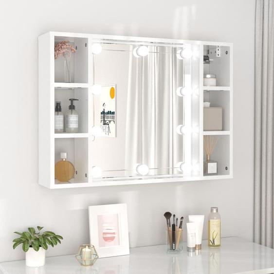 Armoire à miroir avec LED Blanc brillant 76x15x55 cm