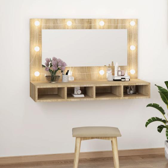 Armoire à miroir avec LED Chêne sonoma 90x31,5x62 cm