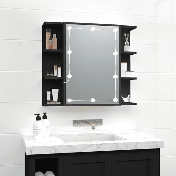 Armoire à miroir avec LED noir 70x16,5x60 cm