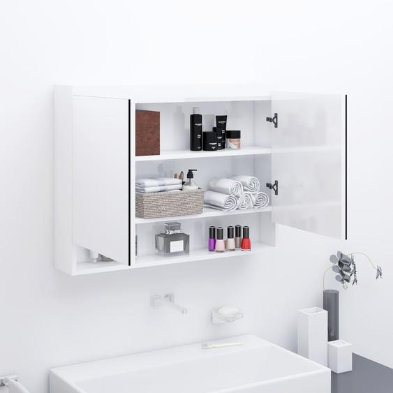 Armoire à miroir de salle de bain 80x15x60cm MDF Blanc brillant