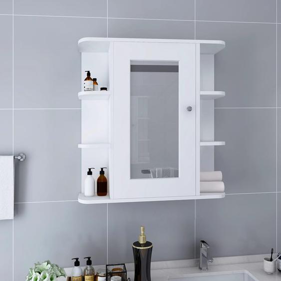 Armoire à miroir de salle de bain Blanc 66x17x63 cm MDF