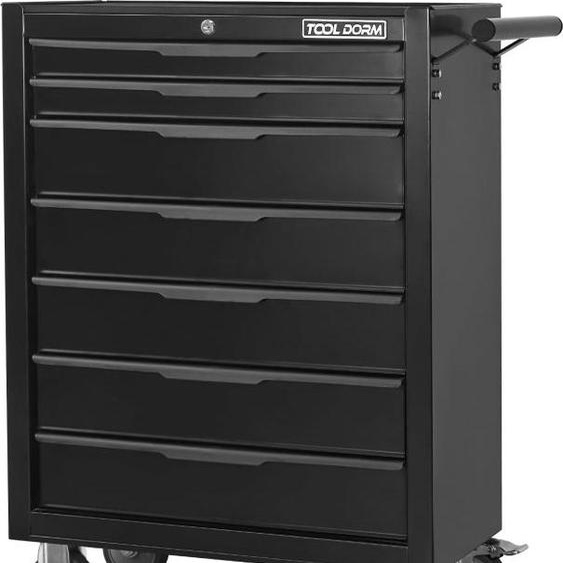 Armoire à outils, chariot à outils, avec 7 tiroirs et roues, caisse à outils en métal avec roulettes, noir
