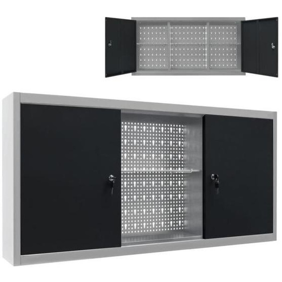 Armoire à outils murale Style Industriel Métal Gris et noir Mothinessto LY3990