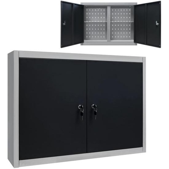 Armoire à outils murale Style Industriel Métal Gris et noir