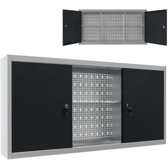 Armoire à outils murale Style Industriel Métal Gris et noir
