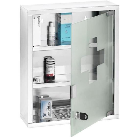 Armoire à pharmacie en acier inox avec serrure 30x12x40cm - WENKO - Brillant