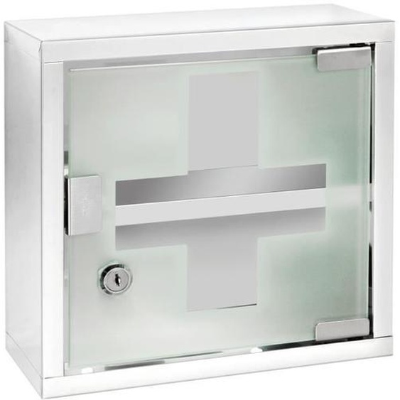 Wenko - Armoire à pharmacie en Inox - L. 25 x l. 25 cm - Blanc