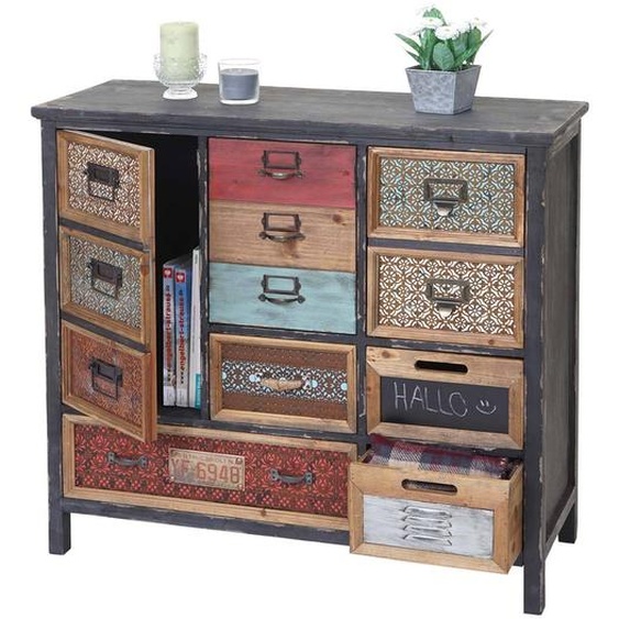 Armoire à pharmacie HWC-A43, commode, bois de sapin massif vintage look shabby 84x90x32cm