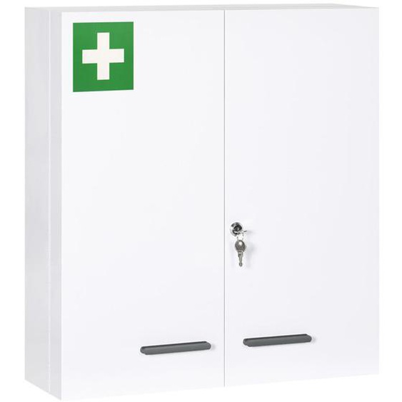Armoire à pharmacie - kleankin - 6 étagères avec serrure et 2 clés de sécurité - 55x18x60 cm - blanc