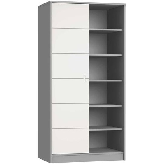 Armoire À Porte Coulissante Et Rayonnages Java Gris Clair