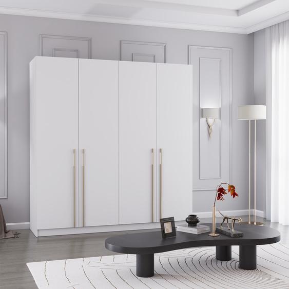 Armoire à portes battantes Armoire 200 cm blanc/blanc à quatre portes Rosa 01