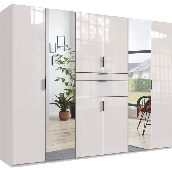 Armoire à portes battantes Moldau avec miroir, disponible en blanc / blanc brillant