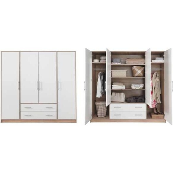 Armoire à portes battantes Smart 200 x 56 x 190 cm, chêne Sonoma blanc, 4 portes
