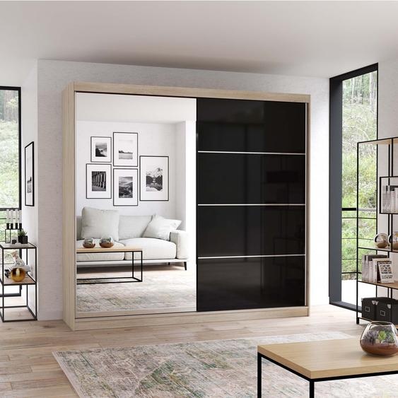 Armoire à portes coulissantes Armoire avec miroir 233 cm Sonoma/Noir Multi 31
