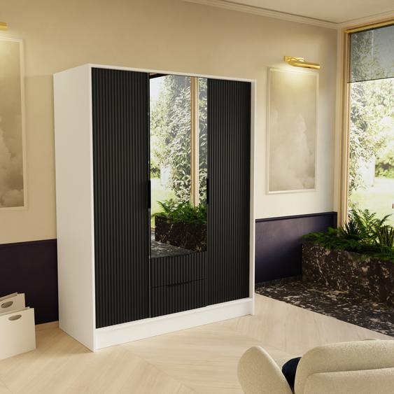 Armoire à portes coulissantes Noe Modern avec rainure Largeur : 150 cm Blanc+noir