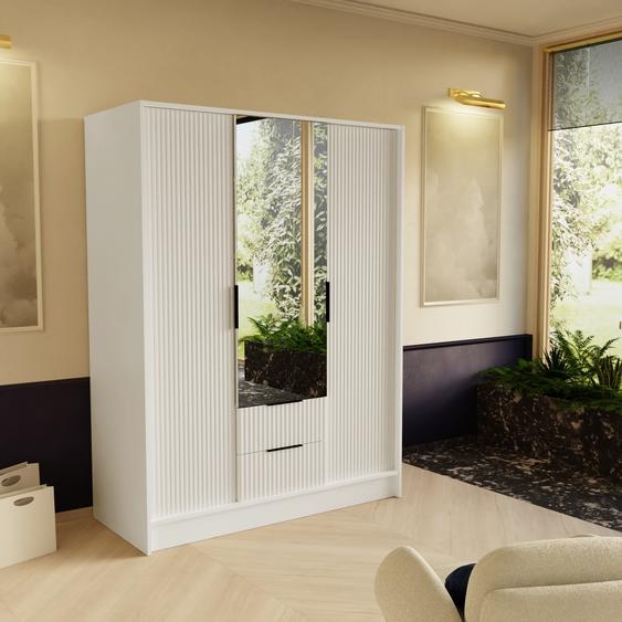 Armoire à portes coulissantes Noe Modern avec rainure Largeur : 150 cm Blanc
