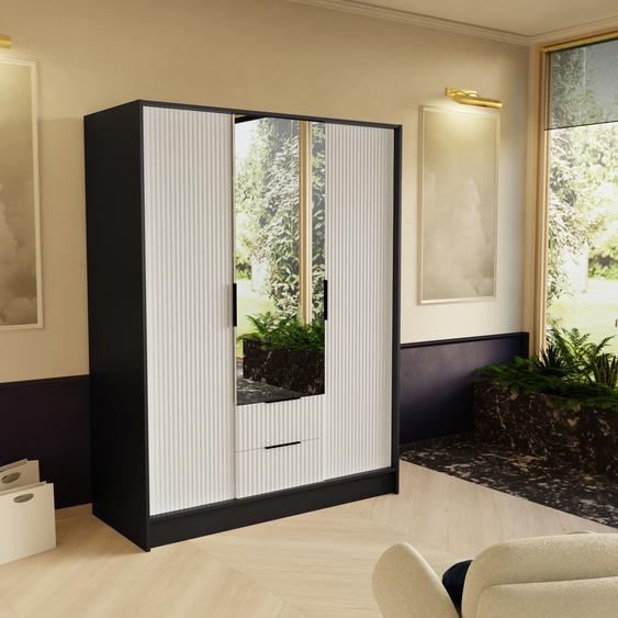 Armoire à portes coulissantes Noe Modern avec rainure Largeur : 150 cm Noir+blanc