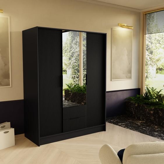 Armoire à portes coulissantes Noe Modern avec rainure Largeur : 150 cm Noir