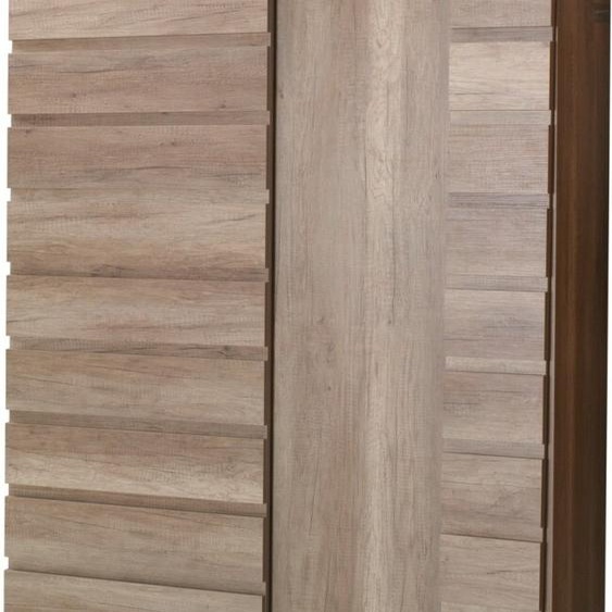 Vitrine 2 portes coulissantes ROMI - Coloris chêne dab canyon - 120 x 180 x 55 cm