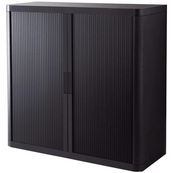 Armoire à rideaux métal et polystyrène EasyOffice - H.104 x L.110 cm - Corps Noir - Rideaux Noir