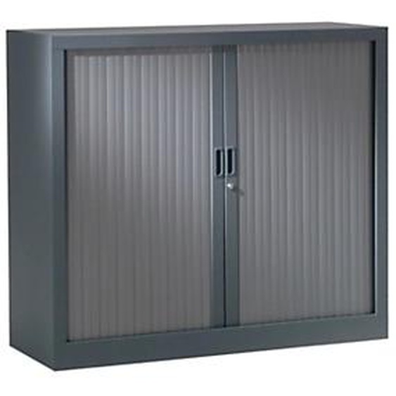 Armoire à rideaux métal monobloc Généric - H.100 x L.100 cm - Corps Anthracite - Rideaux Anthracite