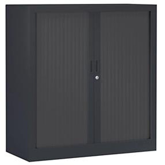 Armoire à rideaux métal monobloc Généric - H.136 x L.120 cm - Corps Anthracite - Rideaux Anthracite