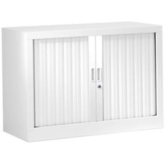 Armoire à rideaux métal monobloc Généric - H.69,5 x L.80 cm - Corps Blanc - Rideaux Blanc