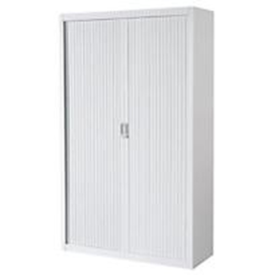 Armoire à rideaux métal Officlass - H.200 x L.120 cm - Corps Blanc - Rideaux Blanc