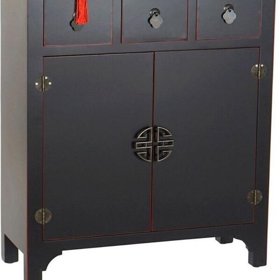Armoire à tiroirs DKD Home Decor Noir Rouge Multicolore Sapin Bois MDF Oriental 63 x 27 x 101 cm