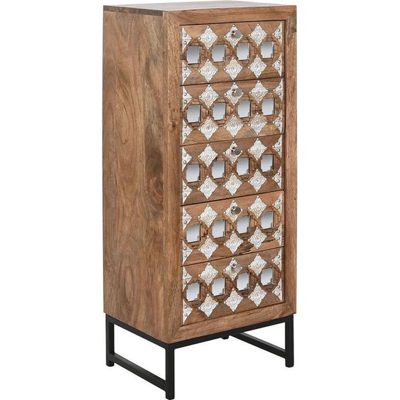 Armoire à tiroirs Home ESPRIT brun noir argenté bois de mangue miroir indien 45 x 35 x 105 cm