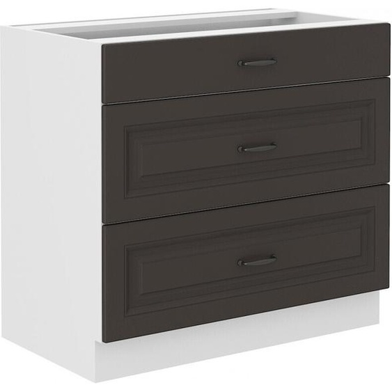 Armoire à tiroirs inférieur SOPHIA – largeur 80 cm, gris foncé / blanc