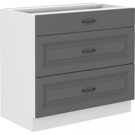 Armoire à tiroirs inférieure SOPHIA – largeur 80 cm, gris / blanc
