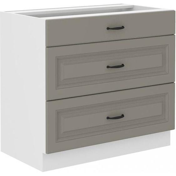 Armoire à tiroirs inférieure SOPHIA – largeur 80 cm, gris clair / blanc
