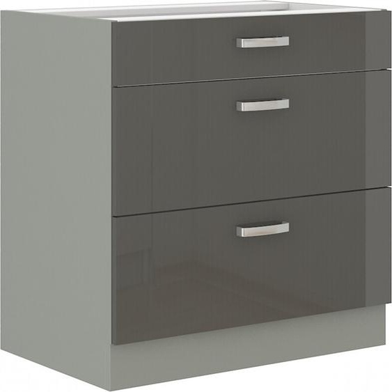 Armoire à tiroirs inférieure ULLERIKE – largeur 80 cm, gris