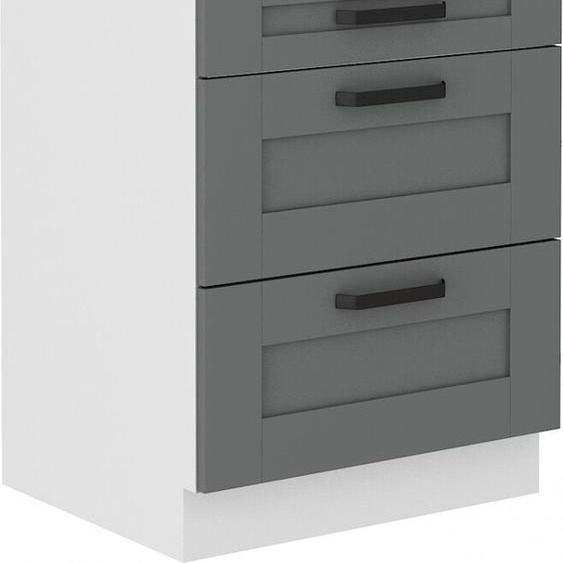 Armoire à tiroirs LAILI – largeur 60 cm, gris / blanc