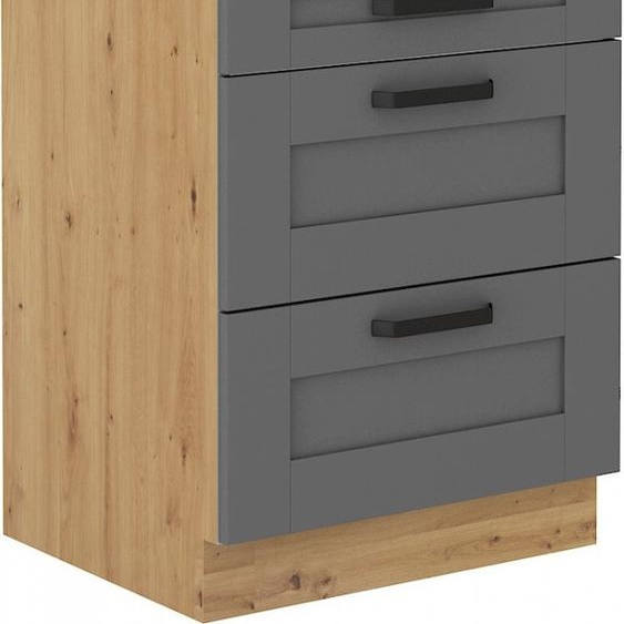 Armoire à tiroirs LAILI – largeur 60 cm, gris / chêne artisan