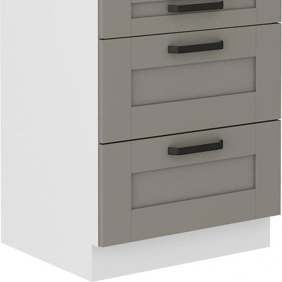 Armoire à tiroirs LAILI – largeur 60 cm, gris clair / blanc