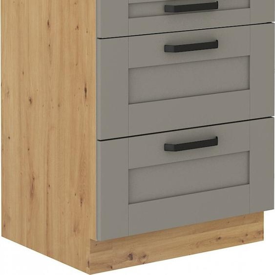 Armoire à tiroirs LAILI – largeur 60 cm, gris clair / chêne artisan