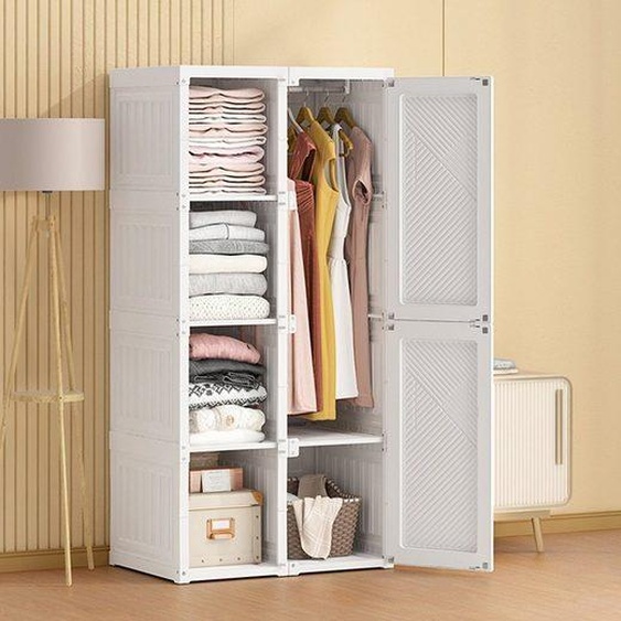 Armoire à vêtements Fortuna Lai Armoire à vêtements pliable dune seule pièce, y compris 6 portes avec fermeture magnétique et 1 tringle à vêtements blanc