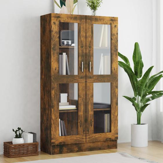 Armoire à vitrine Chêne fumé 82,5x30,5x150 cm Bois dingénierie