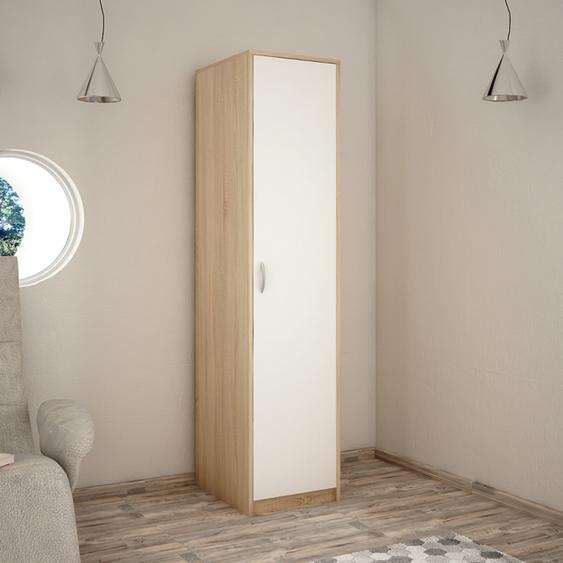 Armoire avec 1 porte, 1 tringle et 2 tablettes Armoire penderie largeur 40 cm Armoire étroite surface mate blanc sonoma