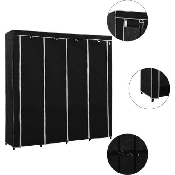 Armoire avec 4 compartiments Noir 175 x 45 x 170 cm