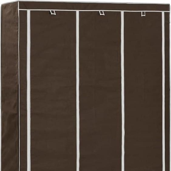 Armoire avec étagères et penderie, couleur marron, dimensions 150x45x175 cm. Armoire en tissu, gain de place, modulaire, avec fermeture éclair, idéale pour les chambres à coucher et les chambres denfants. Anti-poussière