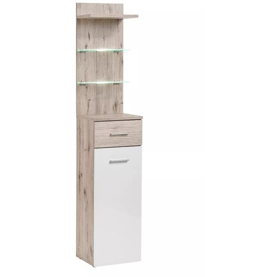 Armoire avec étagères TELA - chêne wellington / blanc
