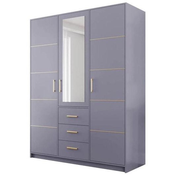 Armoire avec miroir BALI D3, largeur de larmoire 150 cm, armoire avec 3 tiroirs (rose)